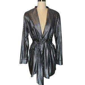 NEW Superdown Silver Metallic Belted Jacket | Size M